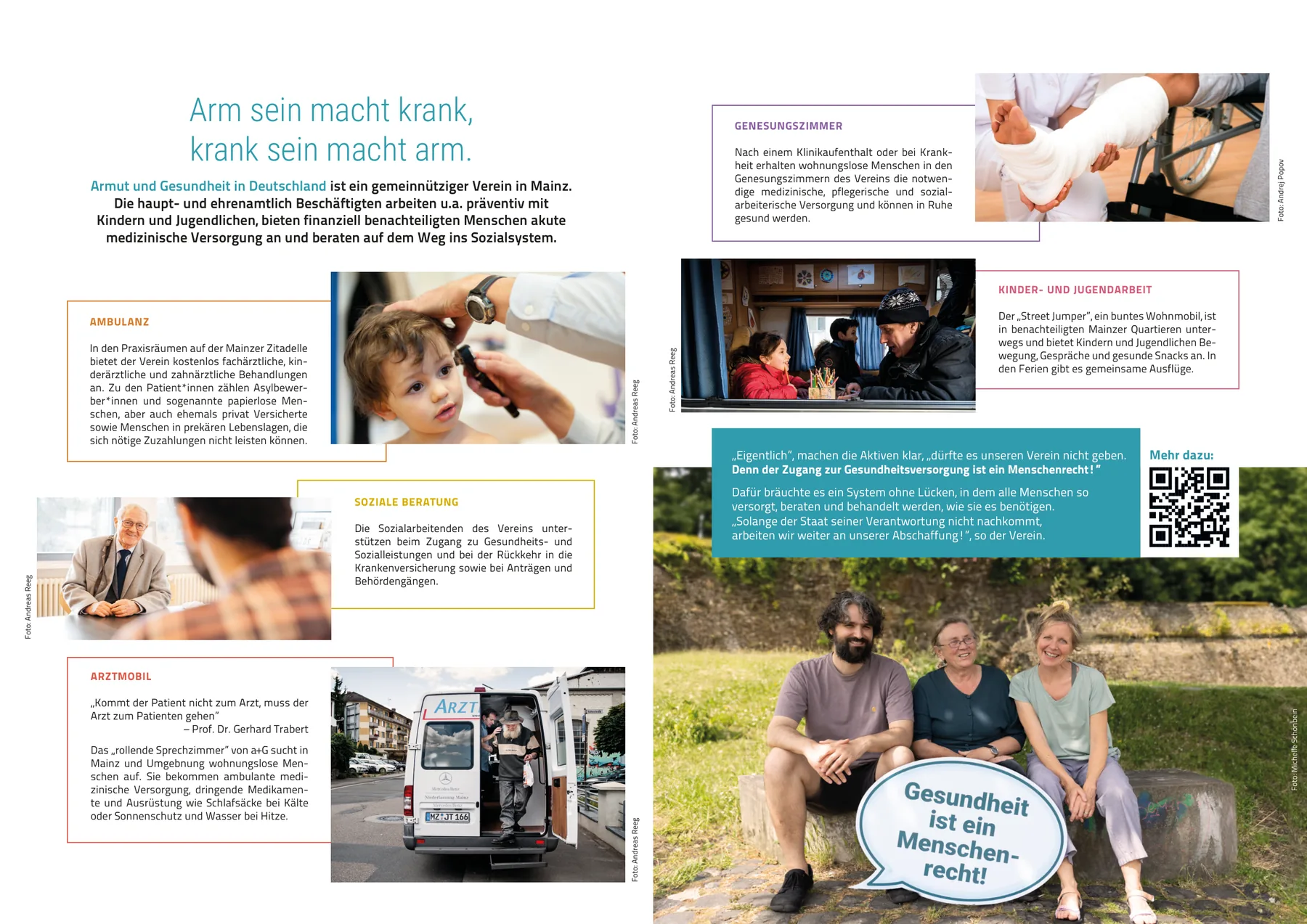 Magazinseite über den Verein Armut und Gesundheit in Deutschland mit Ambulanz, Arztmobil und sozialer Beratung in Mainz